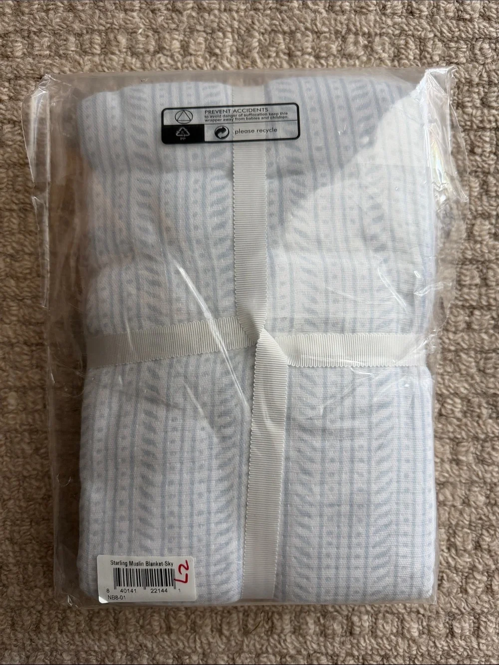 Serena & Lily Light Blue & White Nursery Blanket